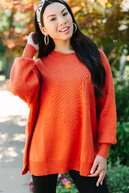 Perfectly You Rust Orange Mock Neck Sweater