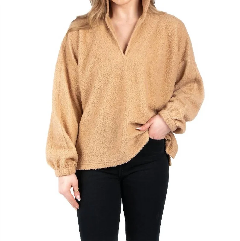 Poppy Long Sleeve Top In Teddy