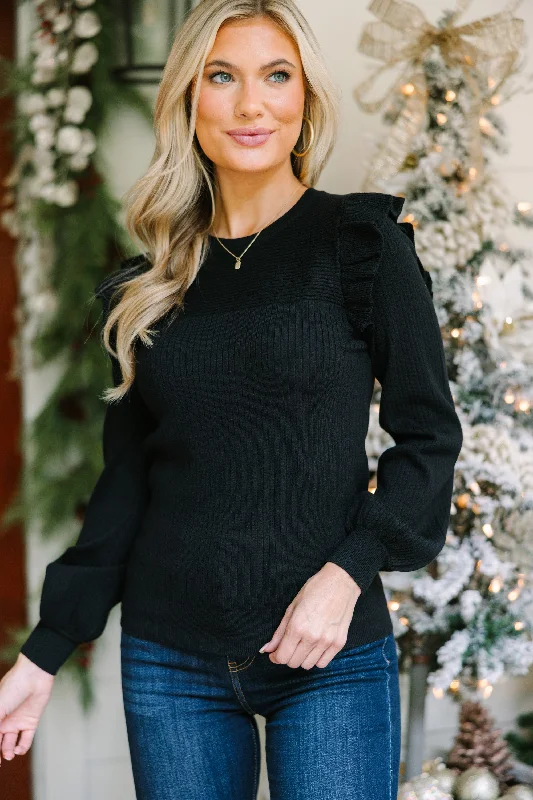 Reach Out Black Ruffled Sweater