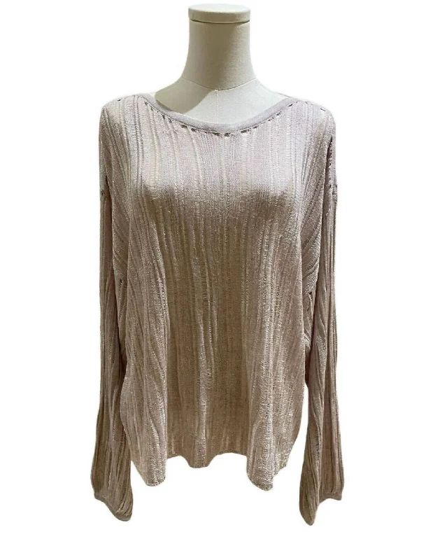 Women's Open Knit Lightweight Pullover Sweater In Dusty Pink